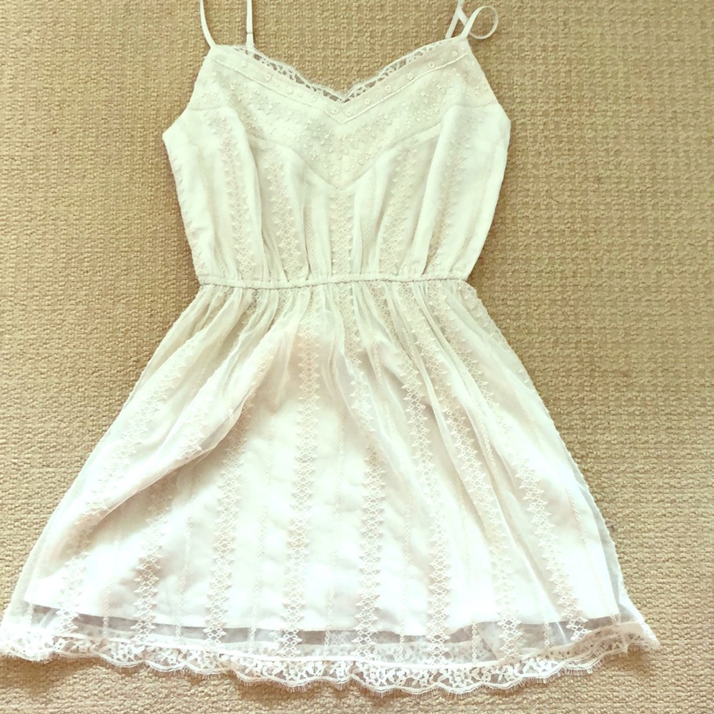 Beaded white flowey Abercrombie dress